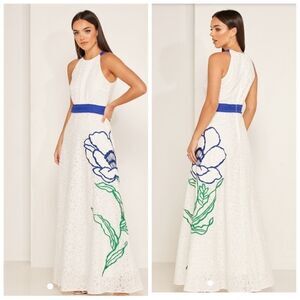FOXIEDOX Jetta Halter Neck Embroidered Dress